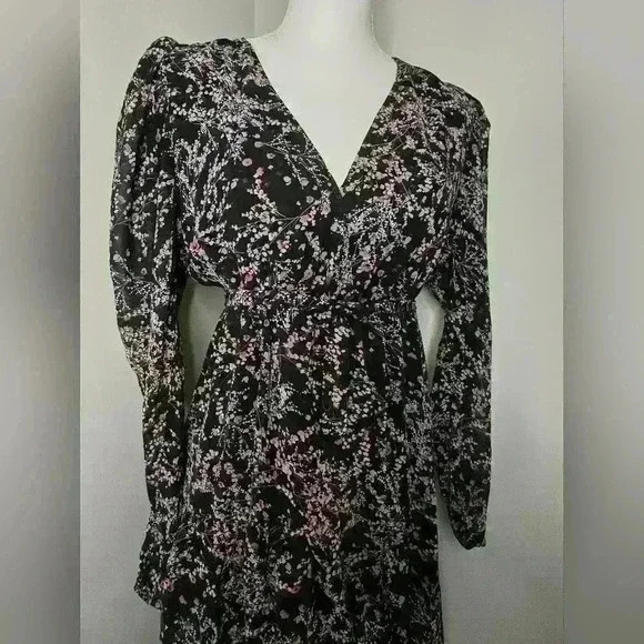 Lea & Viola Floral Ruffled Wrap Dress Size XS - Picture 3 of 11